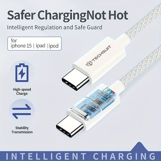 Techsuit Pcb114d USB 2.0 Cable USB-C male - USB-C 60W Πράσινο 1m