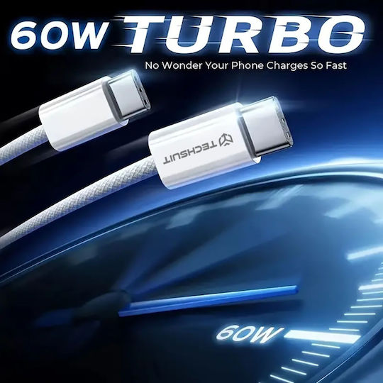 Techsuit Pcb114d USB 2.0 Cable USB-C male - USB-C 60W Κίτρινο 1m