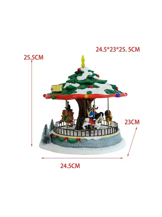 Musicboxworld Christmas Illuminated Decorative Carousel with Battery with Music and Movement 25.5x24.5x23cm.
