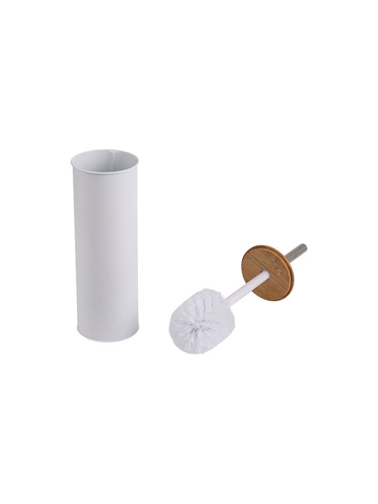 Estia Essentials Bamboo Toilet Brush and Basket Set Soft Close 5lt White