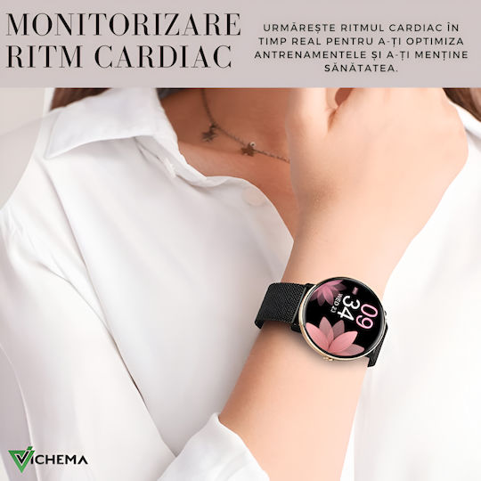 Vichema Tech Smartwatch Full Touch Amoled Hd Screen 1.43 Inch Bluetooth 5.3 Ip68 120+ Sports Modes Health Monitoring 200+ Watch Faces Voice Assistant Remote Control Notifications