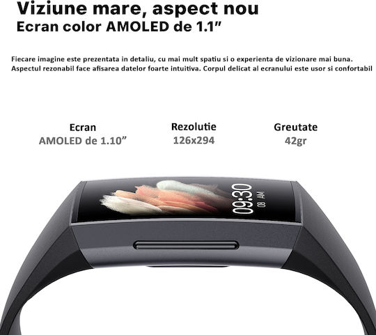 Fitness-Armband 1,1 Zoll AMOLED-Bildschirm Vichematech Android iOS Voll-Touch Magnetisches Laden Bluetooth Wasserdicht IP67 SMS Anruf App-Benachrichtigungen Mehrere Sportmodi Monitor
