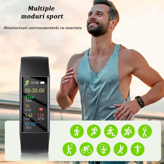 Fitness-Armband 1,1 Zoll AMOLED-Bildschirm Vichematech Android iOS Voll-Touch Magnetisches Laden Bluetooth Wasserdicht IP67 SMS Anruf App-Benachrichtigungen Mehrere Sportmodi Monitor