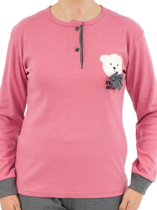 Fawn Winter Damen Pyjama-Set Rosa