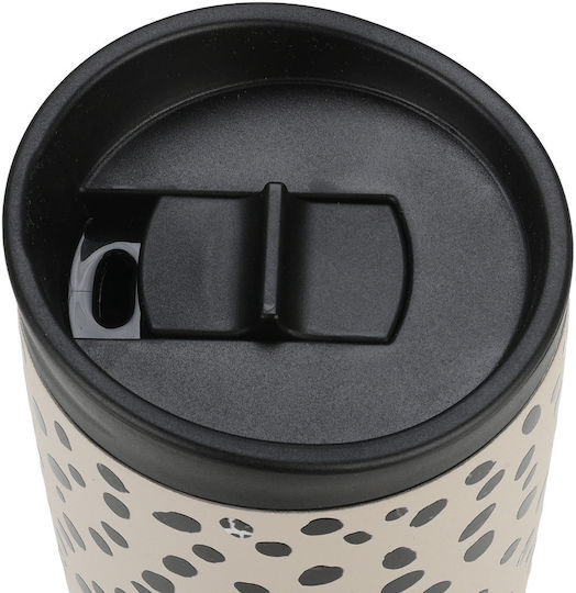 Estia Travel Mug Save The Aegean Recyclable Glass Thermos Stainless Steel BPA Free 350ml Leopard Taupe