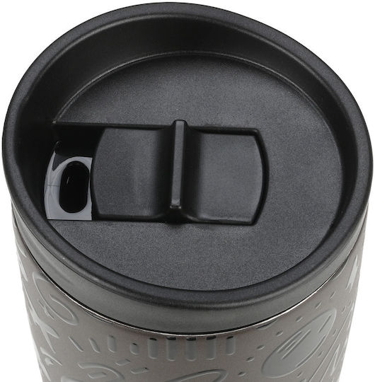 Estia Travel Mug Save The Aegean Recyclable Glass Thermos Stainless Steel BPA Free 350ml Noir Echo with Straw