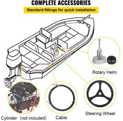 Vevor 16' Boat Steering System 13" Wheel Xwyyfxb16ycdfxp01v0