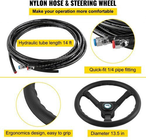 Vevor Hydraulic Steering Set Boats 300hp Yydjhk6400a-3tj14v0