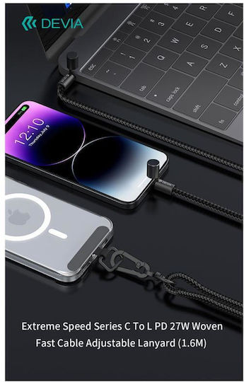 Devia Ec658 USB-C to Lightning Cable 27W Μαύρο 1.6m
