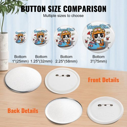 Set of 200 Buttons 75mm Button Maker Machine Vevor Xzgslh75mm200w5sav0