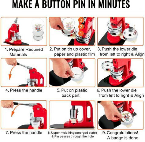 Vevor Button Maker Machine 25mm 500 Free Accessories Bjskxz25mm500nlrqv0