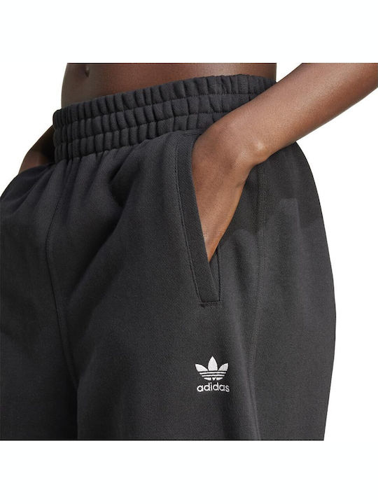 Essentials French Terry Παντελόνι Φόρμας με Λάστιχο Black