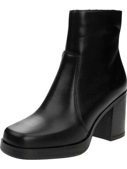 Leder Stiefeletten Damen Schwarz
