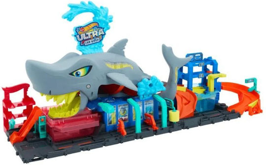 Hot Wheels City Ultra Shark Car Wash Track Shark Washer for Ages 3+