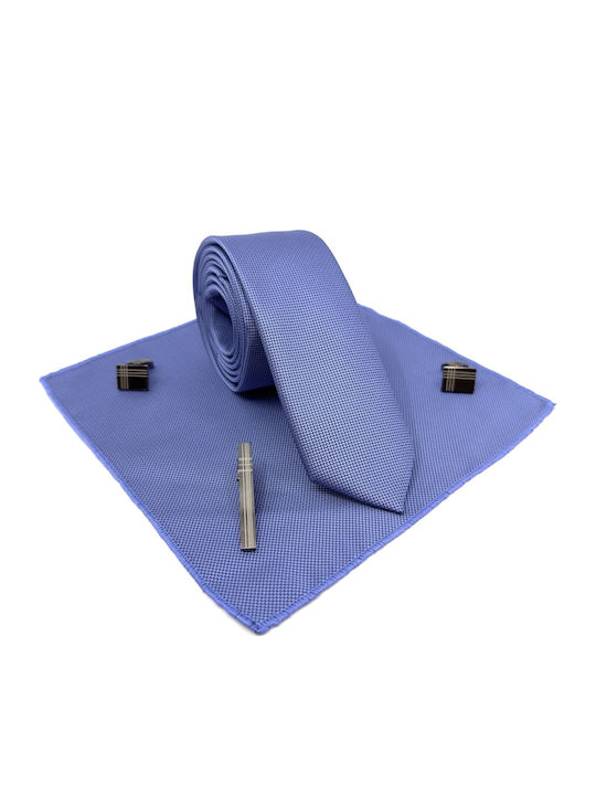 Blaues Raf Krawatten-Set 6,5 cm mit Einstecktuch
