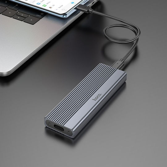 Hoco Enclosure M.2 Nvme Ssd Drives M Key B+m Key Up To 4tb Type C Usb3.2 10gbps Hb47a Metal Gray