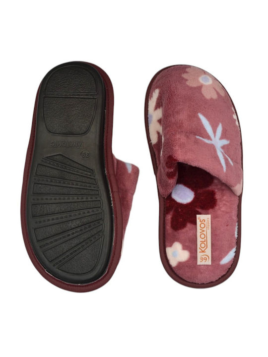 Kolovos Anatomical Women's Slippers in Red color