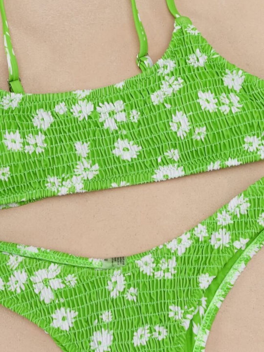 Gigi Bikini Set Sports Bra & Brazil Floral Light Green