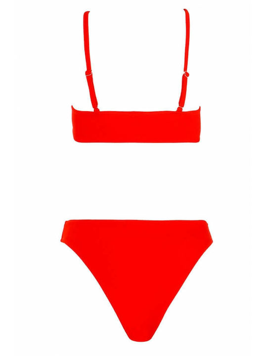 Luigi Padded Sport Bikini Set Top & Slip Bottom with Adjustable Straps RED