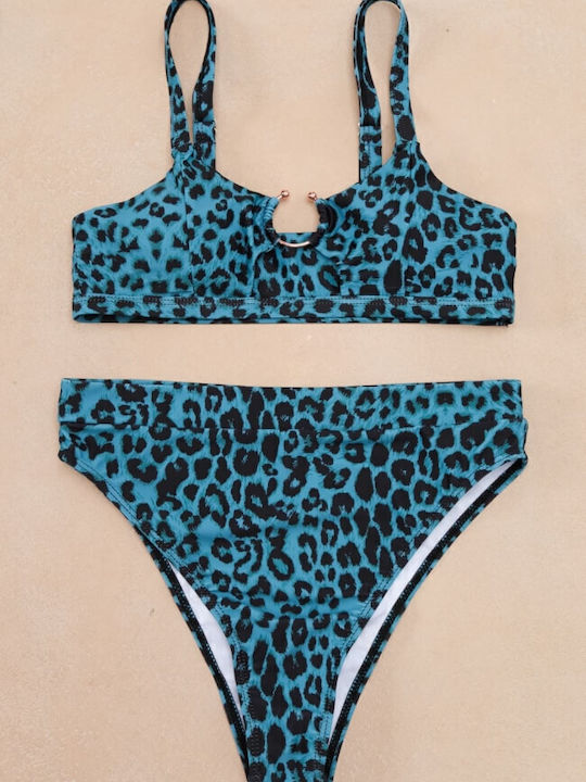 Gigi Bikini Set Sports Bra High Waist Petrol Blue-Dark