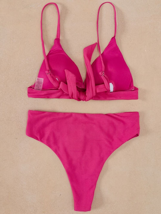 Bikini-Set mit Verstärkung Hohe Taille Fuchsia