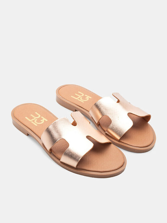 Women's Flat Sandals in Gold Color