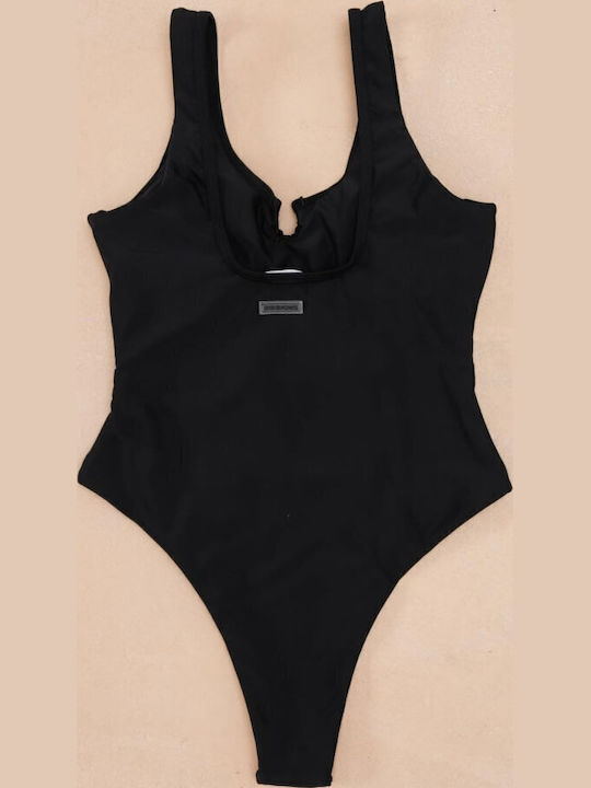Gigi Costum De Baie Întreg Negru Cu Decupaje