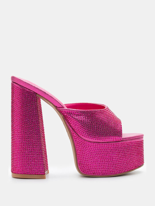 Luigi Platform Women's Sandals with Strass Fuchsia