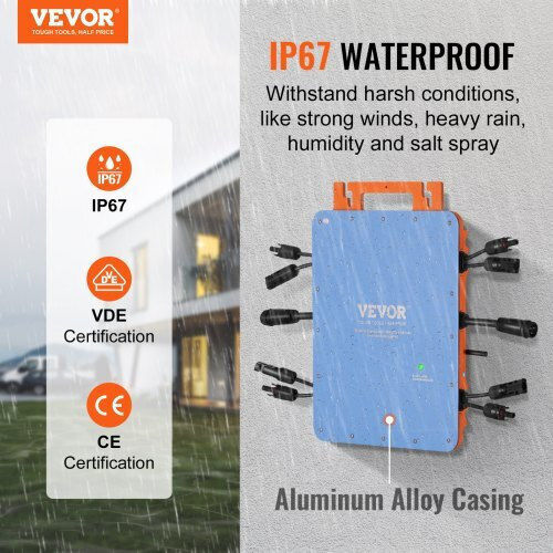 Vevor Ηλιακός Μικρομετατροπέας Δικτύου 1200w Αδιάβροχος Ip67 App Wifi Ip67wxbwnbq1t6bl4v2