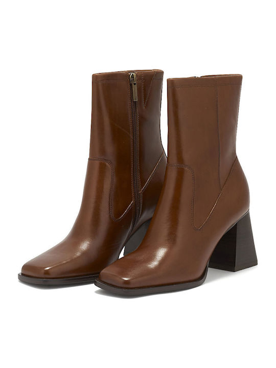 Leder Stiefeletten Damen Tabac Braun