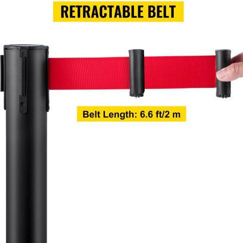 Vevor Crowd Control Barrier Set 6 Pieces Red Belt 2m Black Easy Assembly