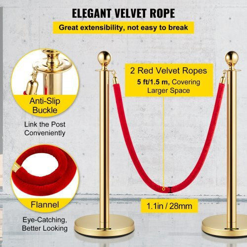 Velvet Ropes & Gold Posts Vevor 1.5m 4pcs Tdzqthrsglzj4238fv0