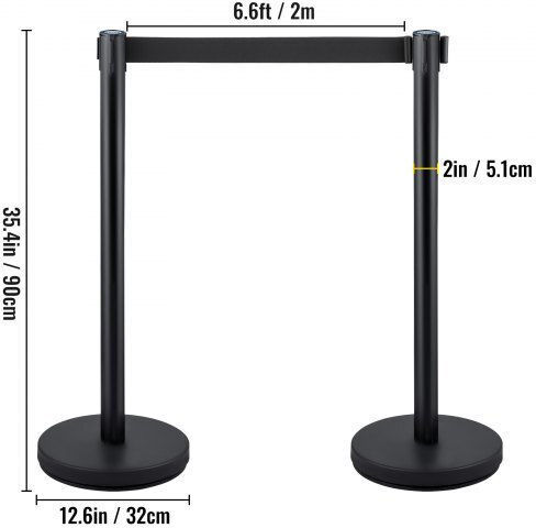 Set of 4 Crowd Control Posts Vevor Black Belt 2m Glzhshdjtzgt4hkjuv0