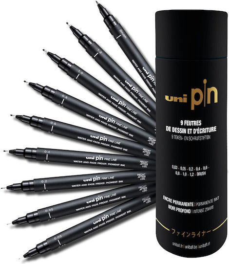 Uni Tube Finerliner Black 9 Pcs 401228