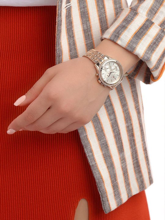 Tommy Hilfiger Ari Women's Watch Chronograph with Pink Gold Metal Bracelet