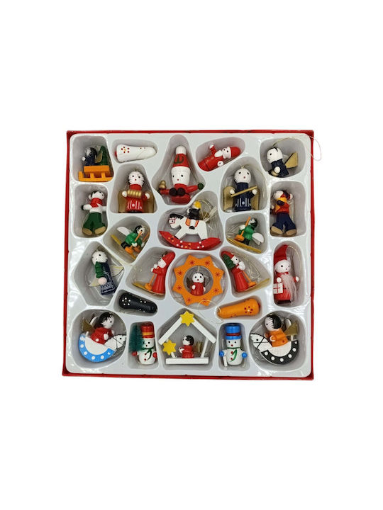 Set Weihnachtsbaumschmuck Figuren Holzartig 24 Stück