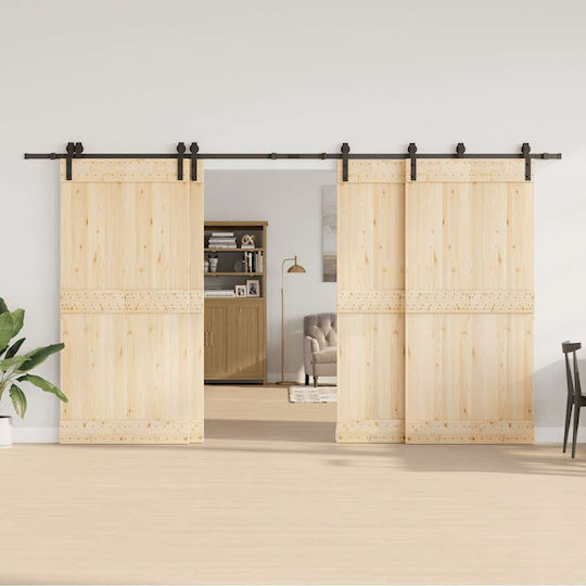 vidaXL Sliding Door Mechanism for Middle Door 400cm Black
