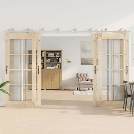 vidaXL Μηχανισμός Συρόμενης Μεσόπορτας 366cm Ασημί