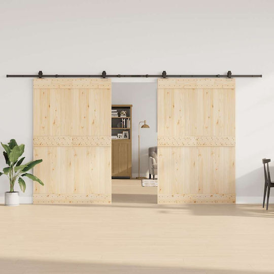 vidaXL Sliding Door Mechanism for Middle Door 427cm Black