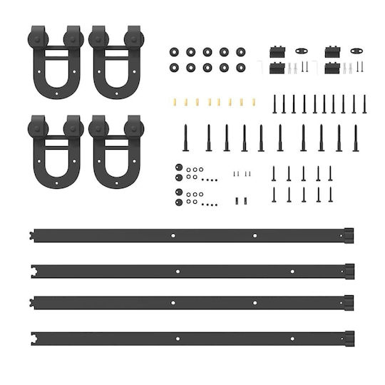 vidaXL Schiebetürmechanismus Für Türknaufe 366cm Schwarz