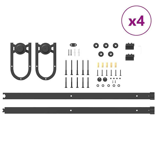 vidaXL Μηχανισμός Συρόμενης Μεσόπορτας 366cm Μαύρος