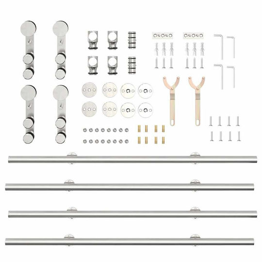 vidaXL Sliding Door Mechanism for Middle Door 200cm Silver