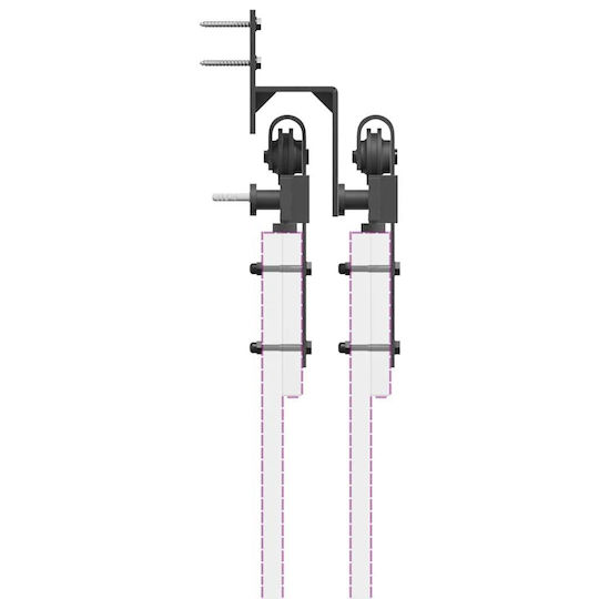 vidaXL Schiebetürmechanismus Für Türknaufe 213.5cm Schwarz