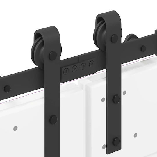 vidaXL Sliding Door Mechanism for Middle Door 427cm Black