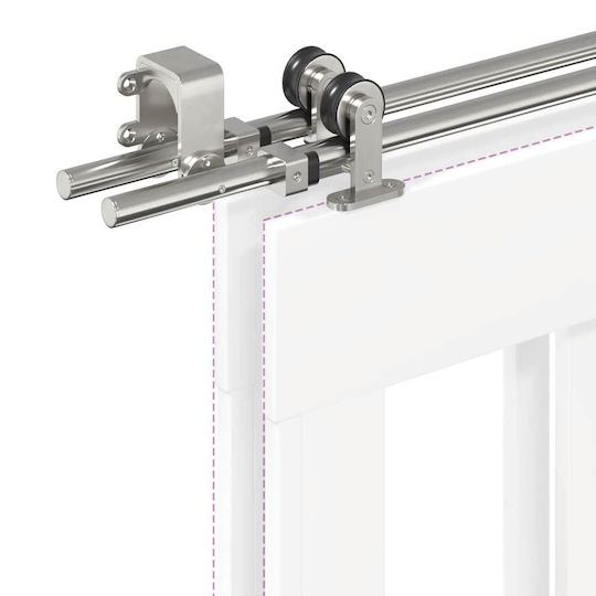 vidaXL Μηχανισμός Συρόμενης Μεσόπορτας 183cm Ασημί