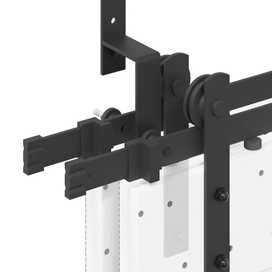 vidaXL Sliding Door Mechanism for Middle Door 183cm Black