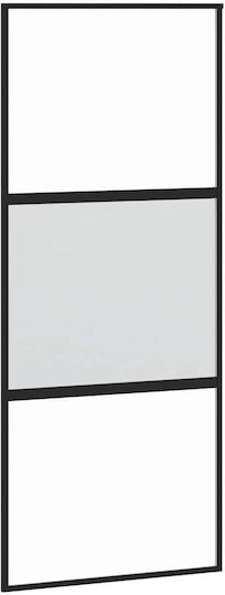 Vidaxl Συρόμενη Πόρτα Σετ Υλικού 90x205 Cm Γυαλί&αλουμίνιο Μαύρο
