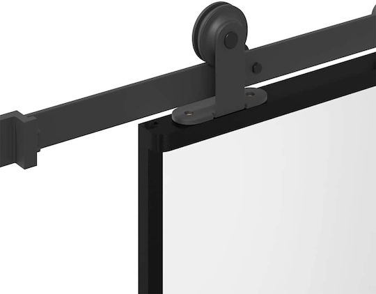 Vidaxl Sliding Door Hardware Set 76x205 Cm Glass & Aluminum Black