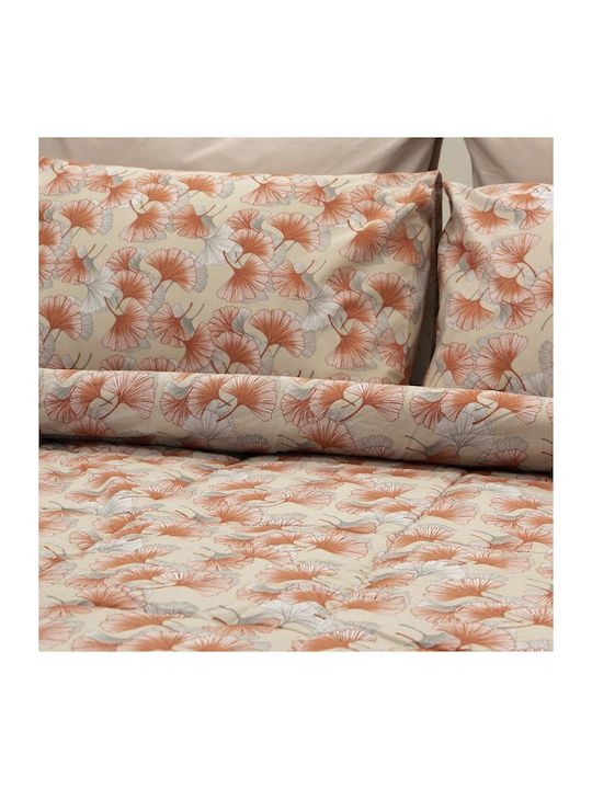 Lino Home Ventilator Coverlet Queen Size Cotton Beige|Orange 220x240cm