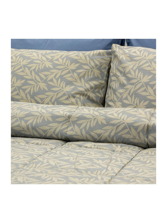 Lino Home Leafy Coverlet Queen Size Cotton Beige 220x240cm